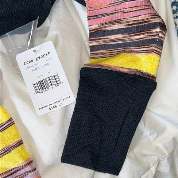 Free People Black, Pink, and Yellow Turtleneck Sweater - Picture 5 of 10